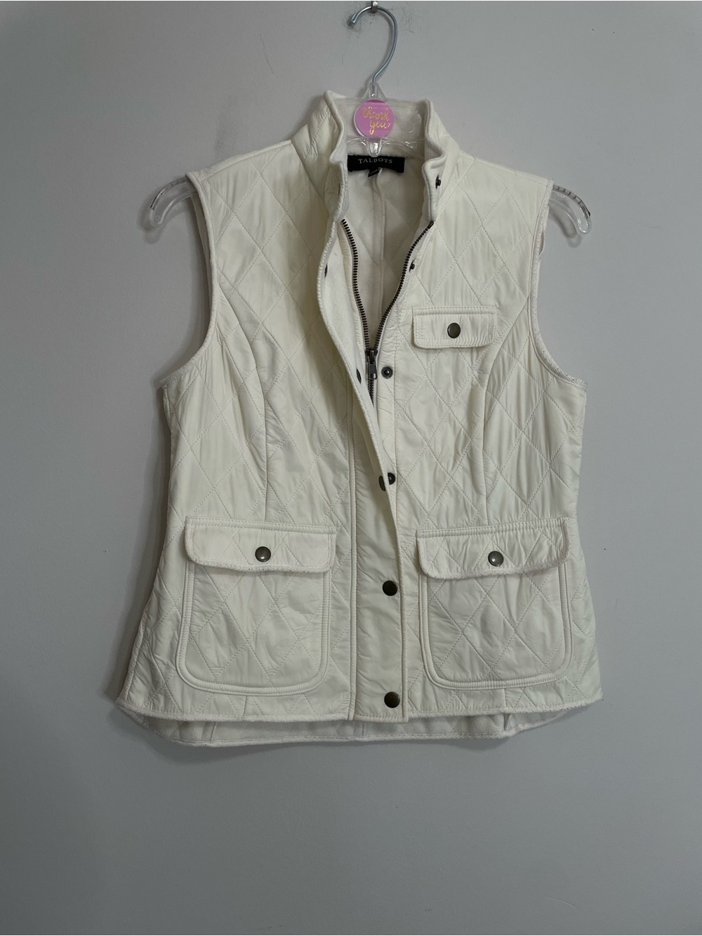 Talbots Women's Cream Quilted Vest
Size XS Dressy Casual